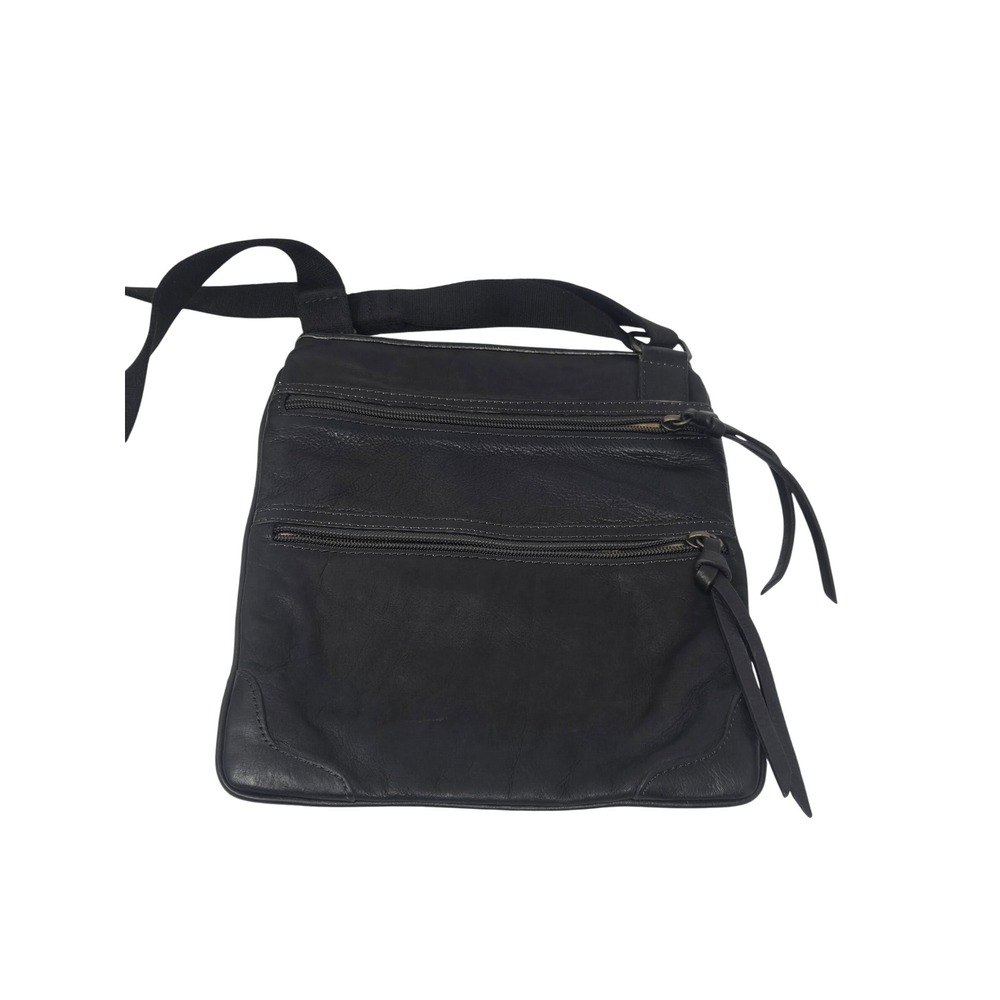 Maurizio Taiuti Black Leather Crossbody Bag Made in Italy Messenger Multi-Pocket